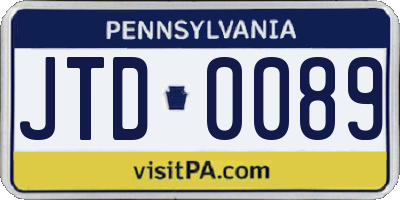 PA license plate JTD0089