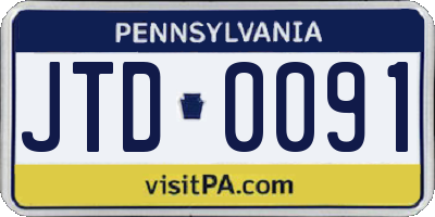 PA license plate JTD0091