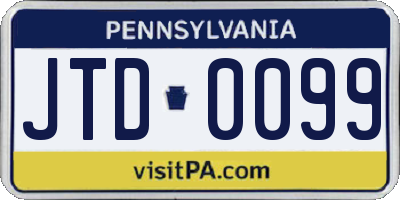 PA license plate JTD0099