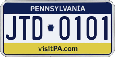PA license plate JTD0101