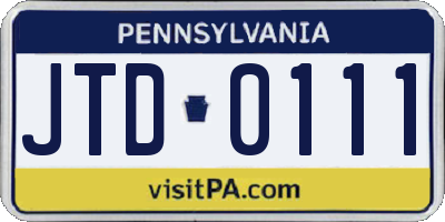 PA license plate JTD0111