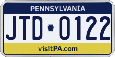 PA license plate JTD0122