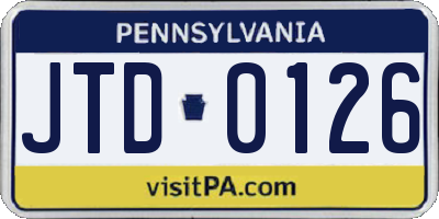 PA license plate JTD0126
