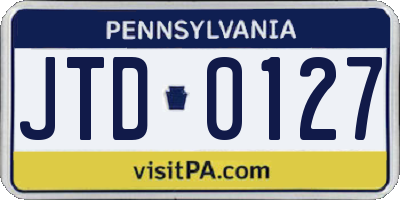 PA license plate JTD0127