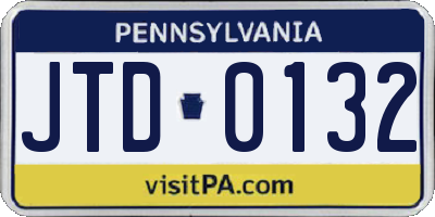 PA license plate JTD0132