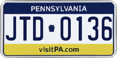 PA license plate JTD0136