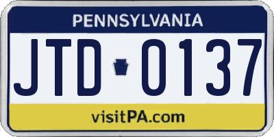 PA license plate JTD0137