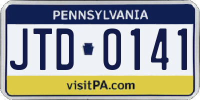 PA license plate JTD0141