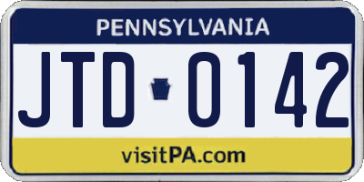 PA license plate JTD0142