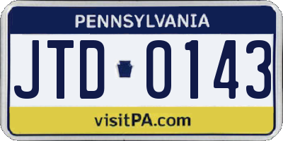 PA license plate JTD0143