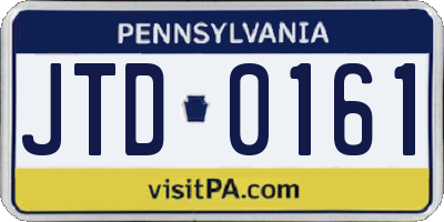 PA license plate JTD0161
