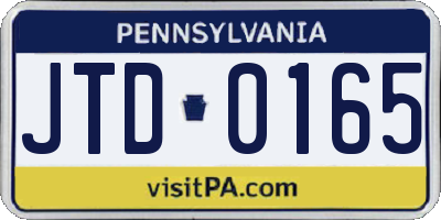 PA license plate JTD0165