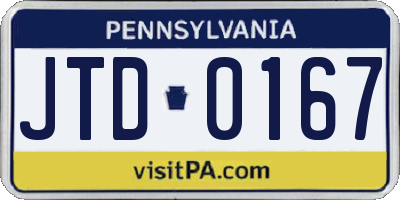 PA license plate JTD0167