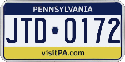 PA license plate JTD0172