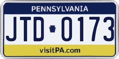 PA license plate JTD0173