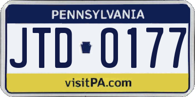 PA license plate JTD0177