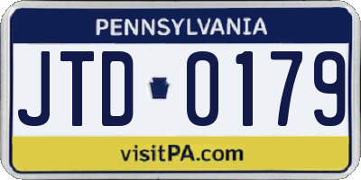 PA license plate JTD0179