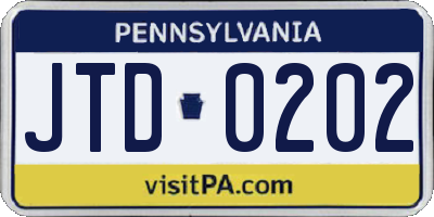 PA license plate JTD0202