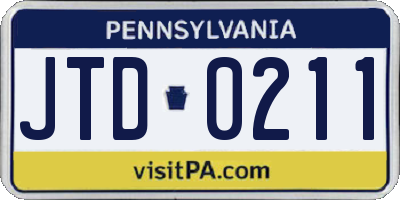 PA license plate JTD0211