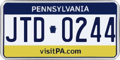 PA license plate JTD0244