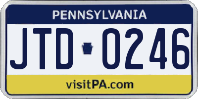 PA license plate JTD0246