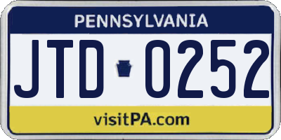 PA license plate JTD0252