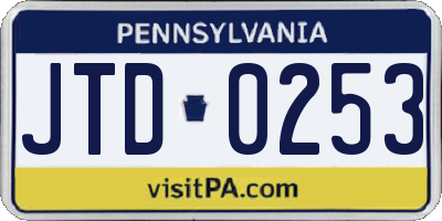 PA license plate JTD0253