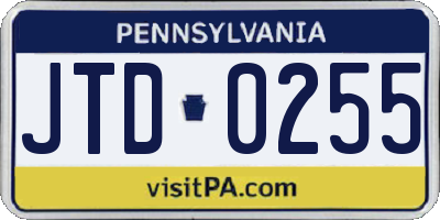 PA license plate JTD0255