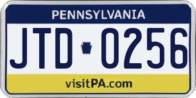 PA license plate JTD0256