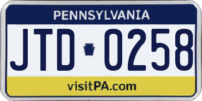 PA license plate JTD0258