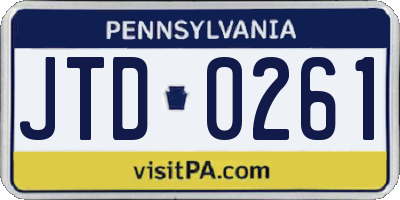 PA license plate JTD0261