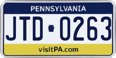 PA license plate JTD0263