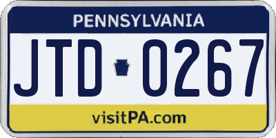 PA license plate JTD0267