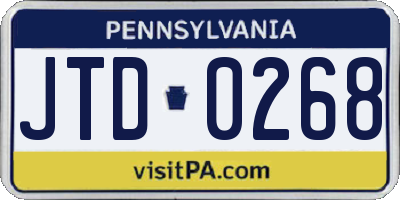 PA license plate JTD0268