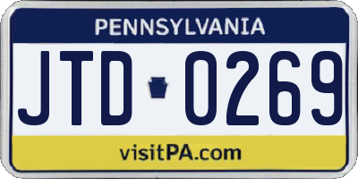 PA license plate JTD0269