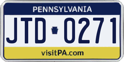 PA license plate JTD0271