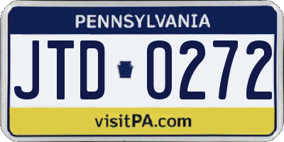 PA license plate JTD0272