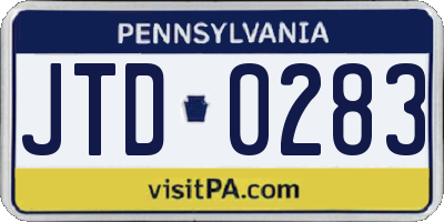 PA license plate JTD0283