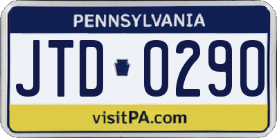 PA license plate JTD0290