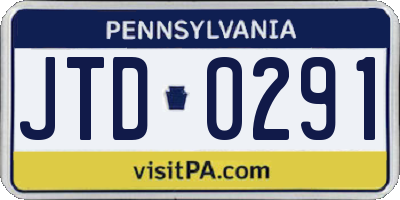 PA license plate JTD0291
