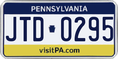 PA license plate JTD0295