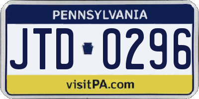PA license plate JTD0296