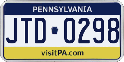 PA license plate JTD0298