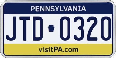 PA license plate JTD0320