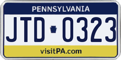 PA license plate JTD0323