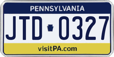 PA license plate JTD0327