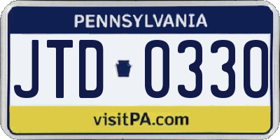 PA license plate JTD0330