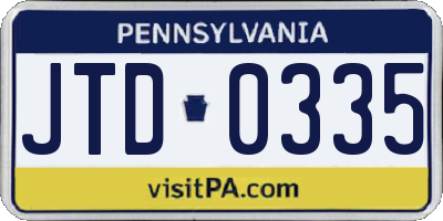 PA license plate JTD0335