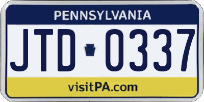 PA license plate JTD0337