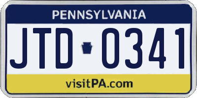 PA license plate JTD0341